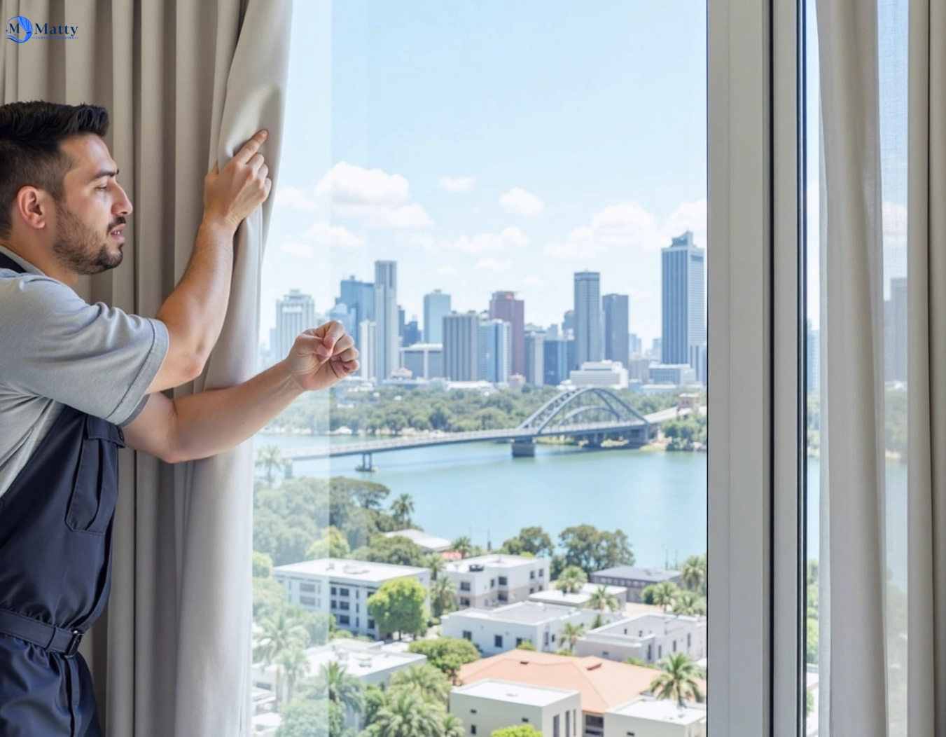 Professional curtain steam cleaning service brookwater QLD by Matty Curtain Cleaning